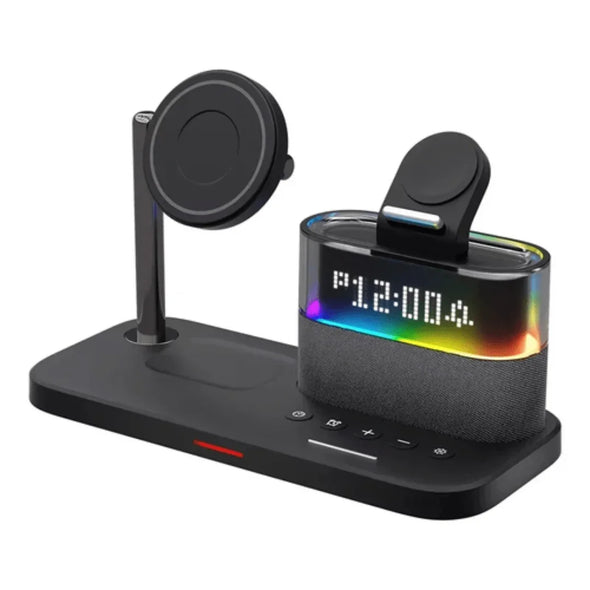 Wireless charging station with RGB alarm clock, Qi charger - Souq Sama UAE
