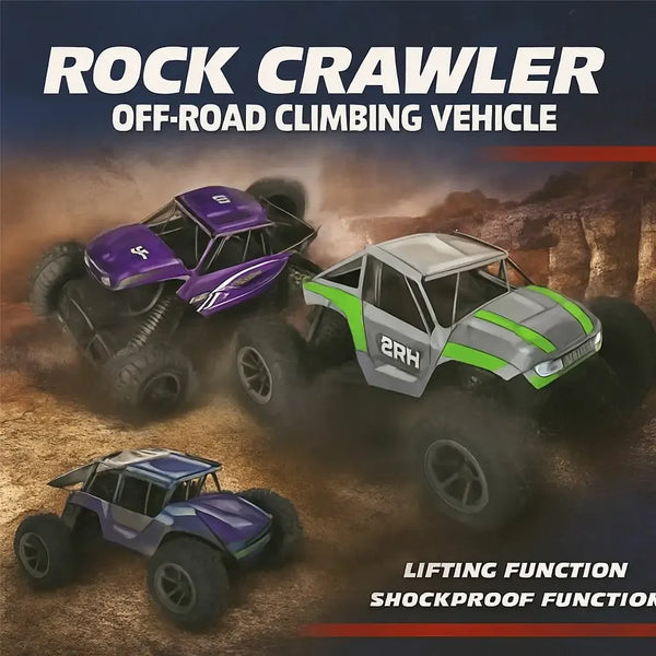 Rock crawler off-road climbing toy cars with lifting and shockproof functions in rugged terrain