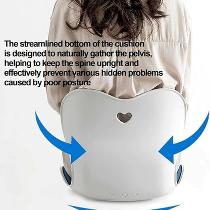 White ergonomic back support cushion with heart cutout - Souq Sama UAE