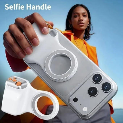 White selfie handle grip for smartphone, portable holder - Souq Sama UAE
