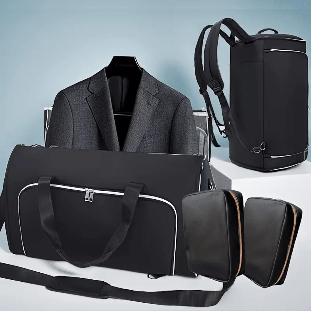 Black travel duffel bag with suit and packing cubes - Souq Sama UAE