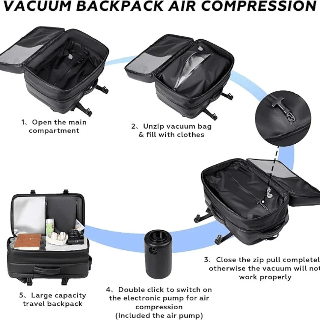 Vacuum backpack with air compression pump for travel - Souq Sama UAE